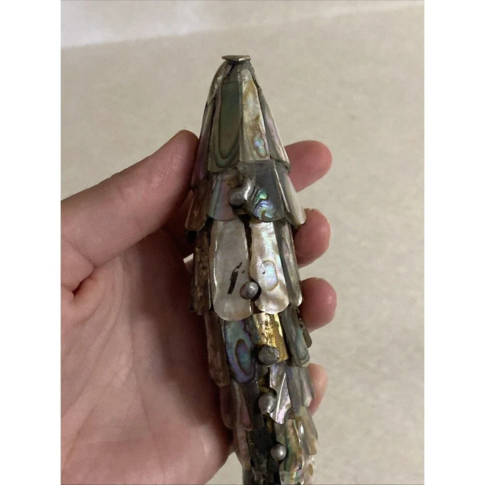 VINTAGE ARTICULATED FISH BOTTLE OPENER MOTHER OF PEARL ABALONE SHELL MEXICO